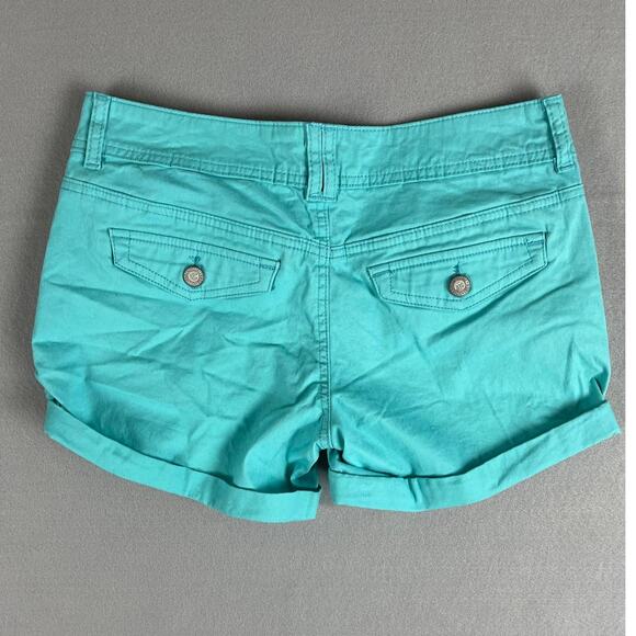 Aeropostale Midi Twill Short Size 2 Aqua Blue Green Cuffed Pockets Zipper - Picture 7 of 8